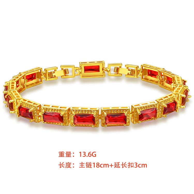 Vintage Court Square Ruby Náhrdelník Šperky Šperky Hip Hop Zirkon Sada Šperků