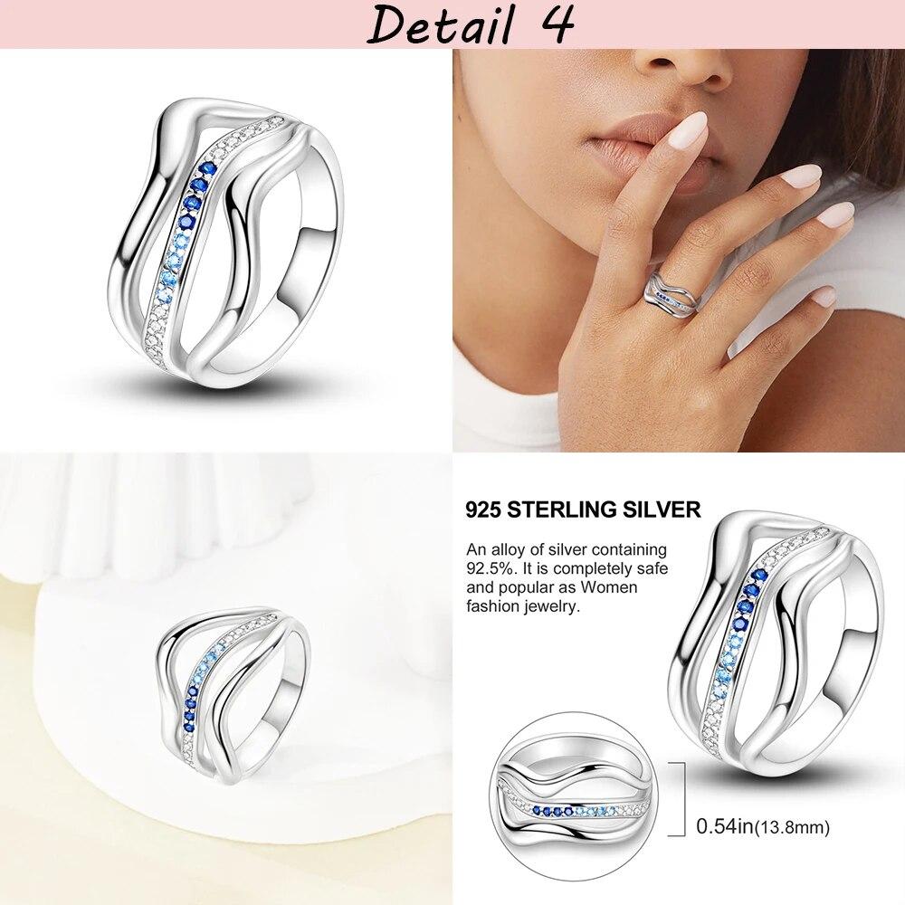 New Luxury Irregular Shape With Zircon Silver Color Finger Rings For Original 925 Silver Rings Women Female Rings Party Jewelry
