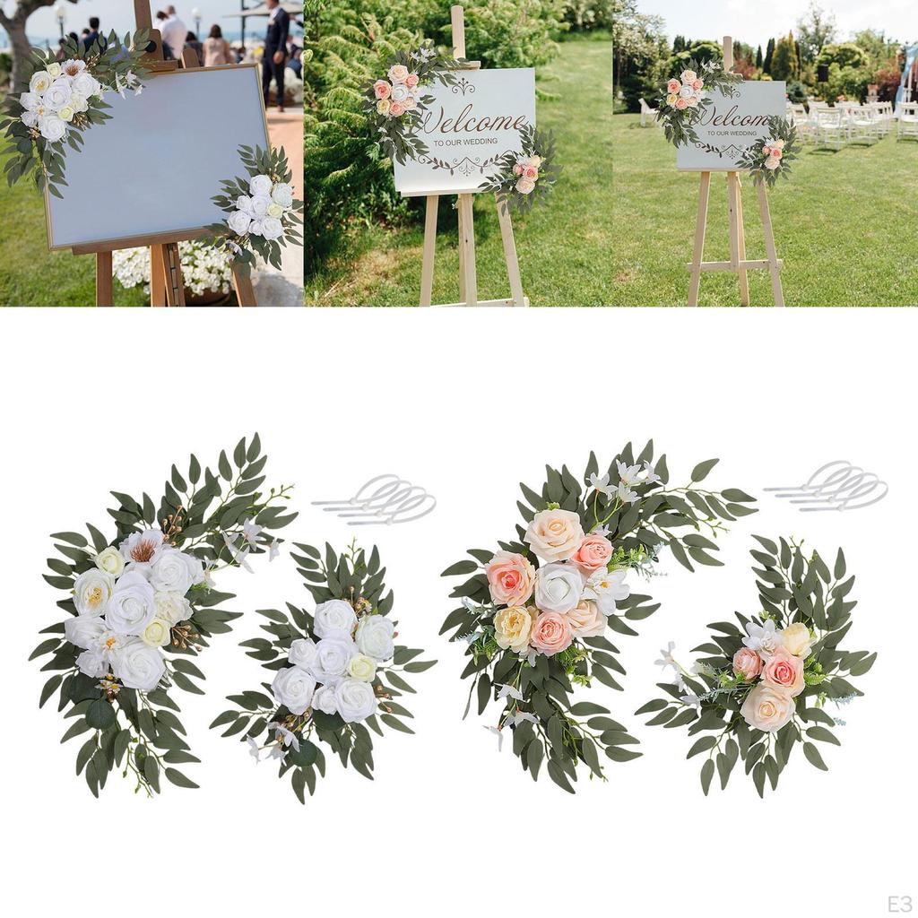 Wedding Arch Faux Flowers Welcome Sign Floral Decorations Artificial Flower Swag Backdrop for Window
