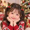 2pcs/set Pom-pom Reindeer Antler Hair Clips with Bow Plush Hair Clips  for Kids