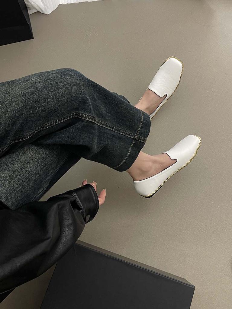 fashion Round Toe Women Loafers Solid Color Dress Shoes Flat Low Heeled 2024 New Arrivals Fashion Dress Shoes Woman Size 35-39 Metal