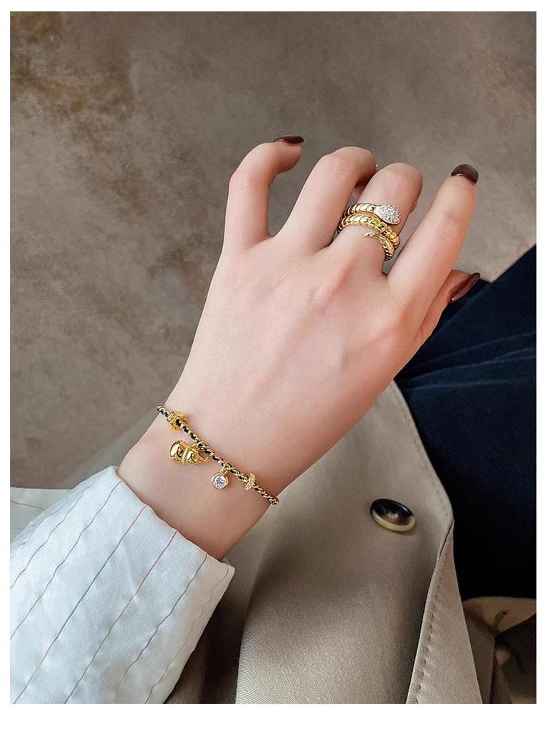 Elegant Chinese Gourd Black Rope Bracelet: Women's Luxury Red Rope Hand Jewelry