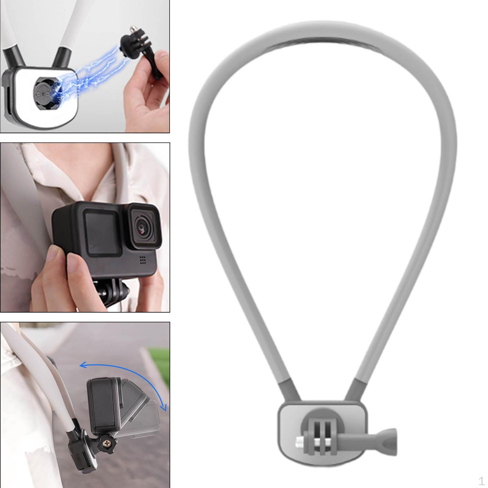 

Держатель для селфи на шею, регулируемый, многоцелевой, эргономичный, без помощи рук, подходит для кожи серый