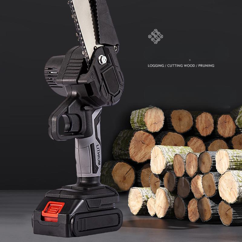 6 Inch Mini Electric Chain Saw Pruning Chainsaw Woodworking Pruning Saw Garden Tool Wood Cutter With 2 Battery