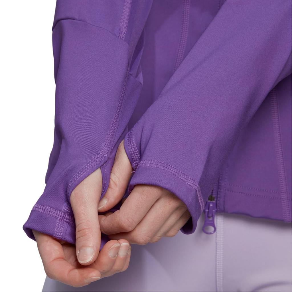 Adidas Letter Logo Print High Neck Slim Fit Sports Jacket Women Jacket Purple HI6153