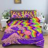 Retro Bedding Set Abstract Duvet Cover Set Waves And Sunset Pattern Comforter Cover With Pillowcase King Queen Home Textiles