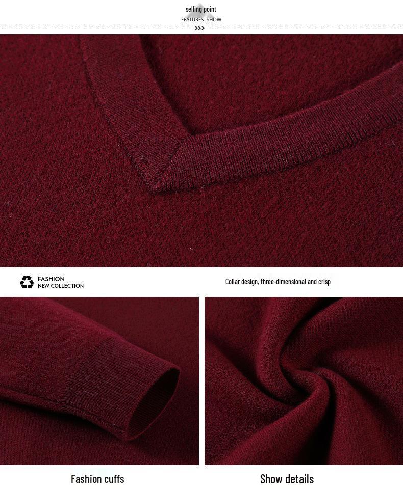 Men's Luxury Cashmere V-Neck Sweater - Warm, Stylish Autumn/Winter Layer for Middle-Aged Dads