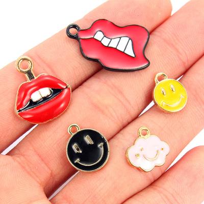 10Pcs Cherry Shape Enamel Charm Pendant DIY Jewelry Findings Making Supply