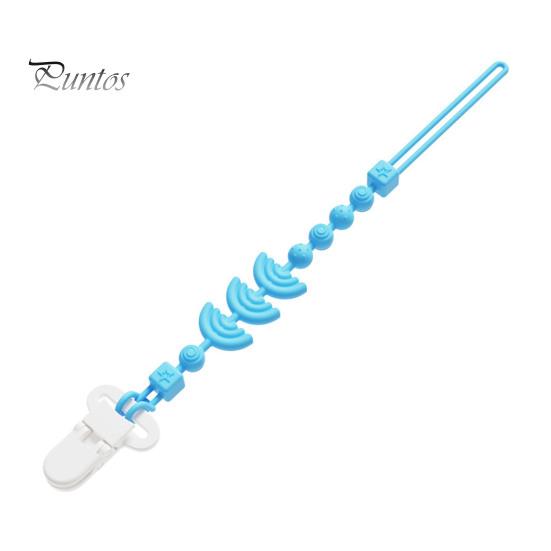 Silicone Pacifier Clip with Teether for Infants, BPA-Free Chewable Baby Anti-Drop Holder Infant Teething Relief Accessory Chain 0-24 Months, Boil-Safe