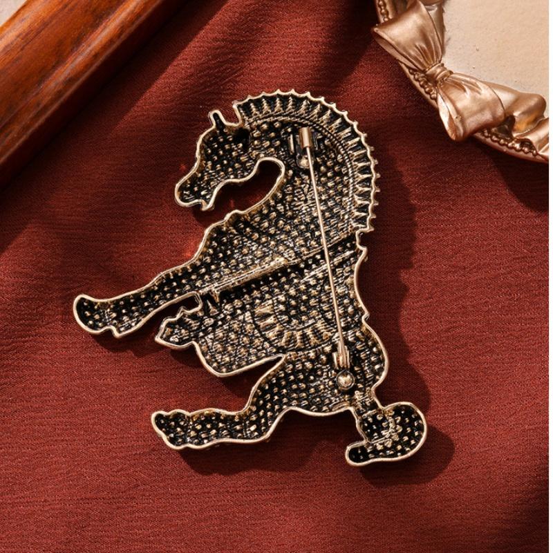 Luxury Vintage Horse Brooches For Women Men  Year Of The Horse Animal Party Office Brooch Pin Jewelry Accessories