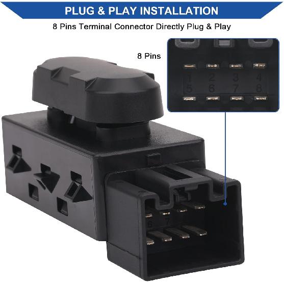 Obaee 6 Way Power Seat Adjustment Switch Driver Side Passenger Side Compatible With Ford, Lincoln, Mercury 2005-2016, W/Knob Cover,Replacement For