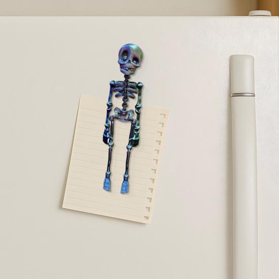 Poseable Skeleton Refrigerator Magnet Halloween Skeleton Figurine with Movable Joints Articulated Gothic Skeleton Magnetic Fridge Decoration Ornament
