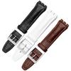 Pasek 17mm 19mm do zegarka Swatch klasyczny design Czarny Brązowy Biały Wodoodporna Klamra ze Stali Nierdzewnej Mężczyźni Kobiety Biznesowy