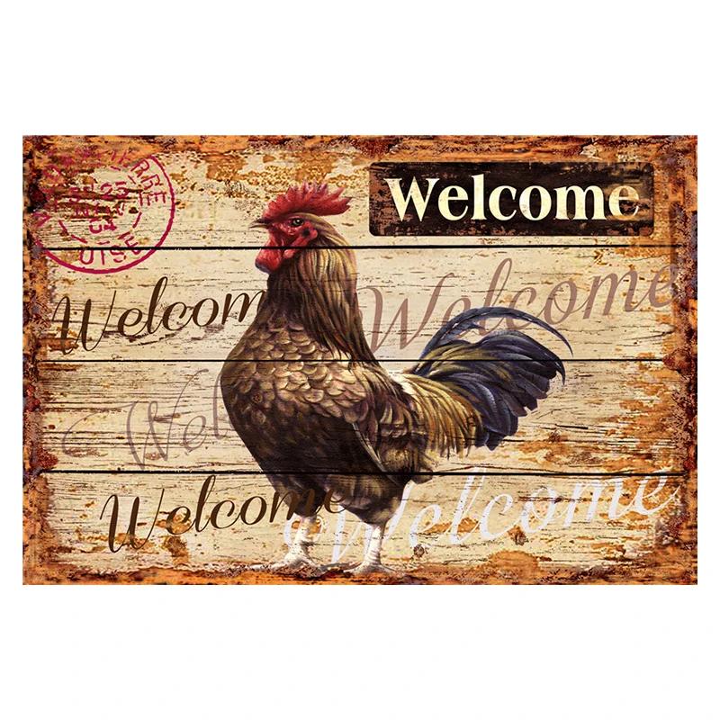 Chicken Rooster Hen Coop Egg Retro Vintage Metal Plate Decoration Wall Home Decor Tin Metal Sign Poster For Farmer New Year