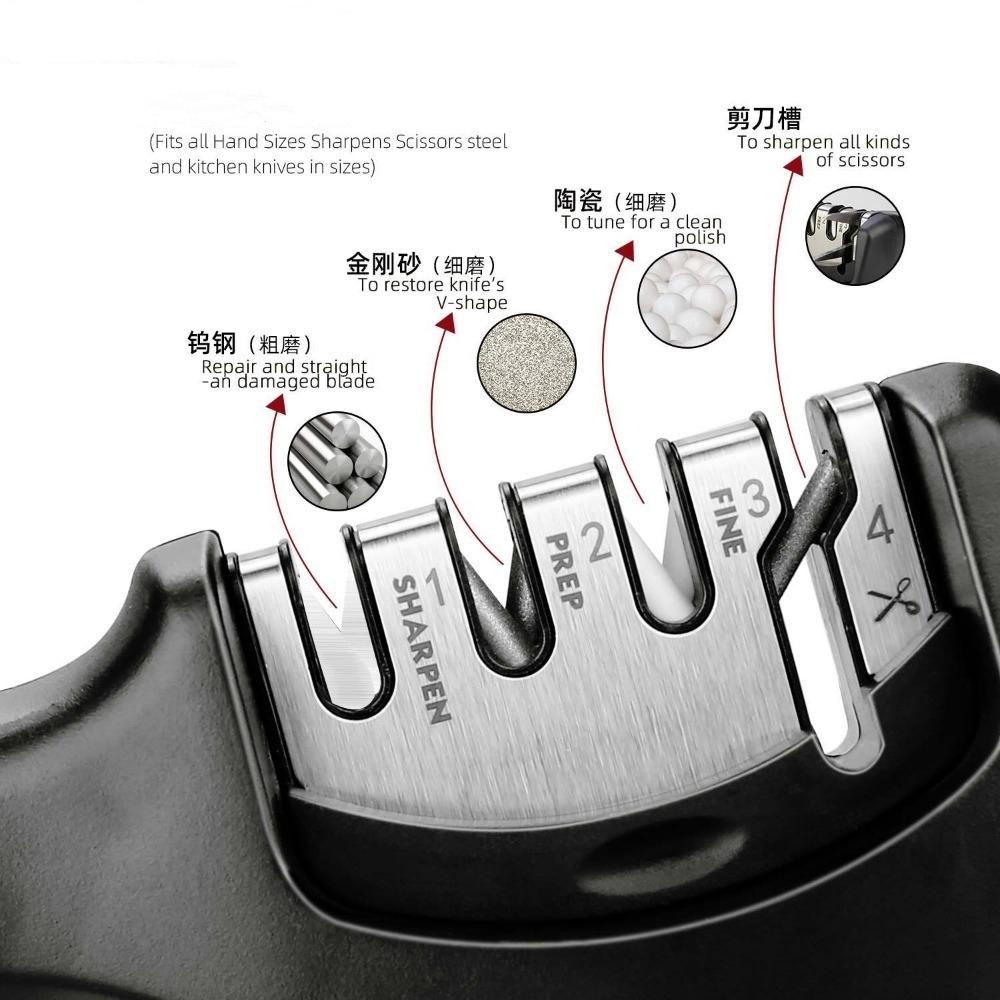 Knife Sharpener Professional 4 Stages Whetstone Kitchen Chef Knives Grinder Scissors Sharpening Stone Heavy Duty Diamond Blades