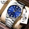 LIGE Waterproof Luminous Men's Quartz Multifunctional Business Watch with Calendar