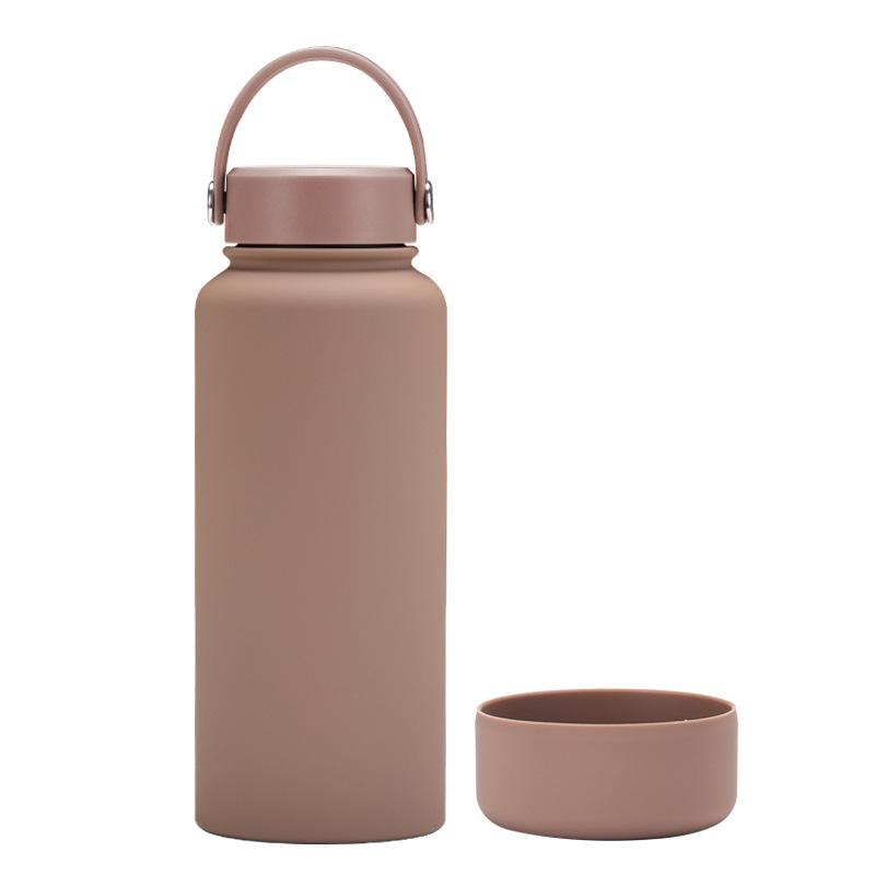 1L Large-Capacity Thermos Cup With Non-Slip Bottom, Portable Outdoor Sports Kettle, Frosted Water Cup