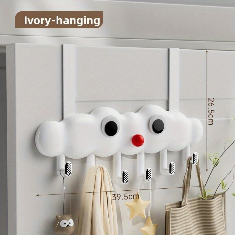 1pc Multi‑Hook Over‑Door Hook Rack, Space‑Saving Plastic Storage Organizer for Towels, Jackets & Kitchen Utensils