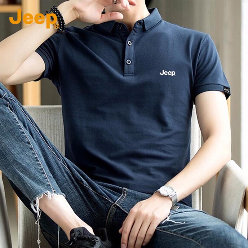 JEEP Men s Solid Color Short Sleeve Polo Shirt 3XL