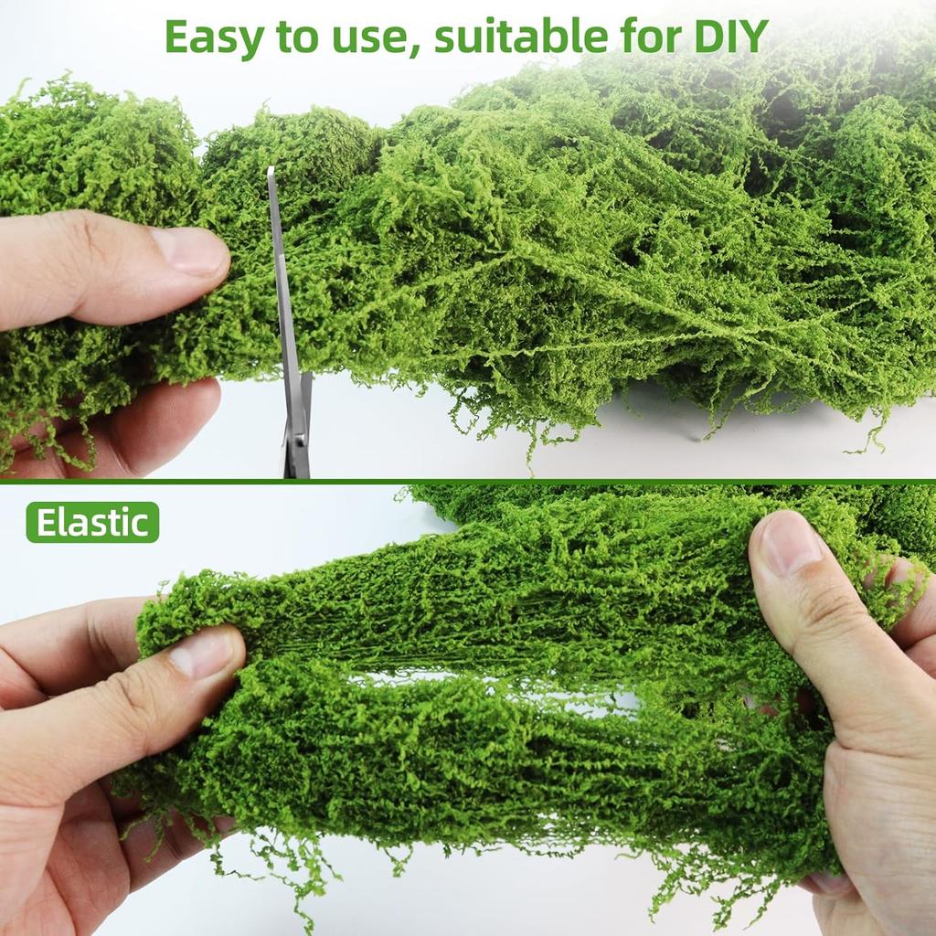 Fake Green Moss for Potted Plants Indoor, 5.3oz Artificial Moss for Crafts, Spanish Moss, Peat Moss, Sphagnum Moss for Plants, Faux Moss Decor for