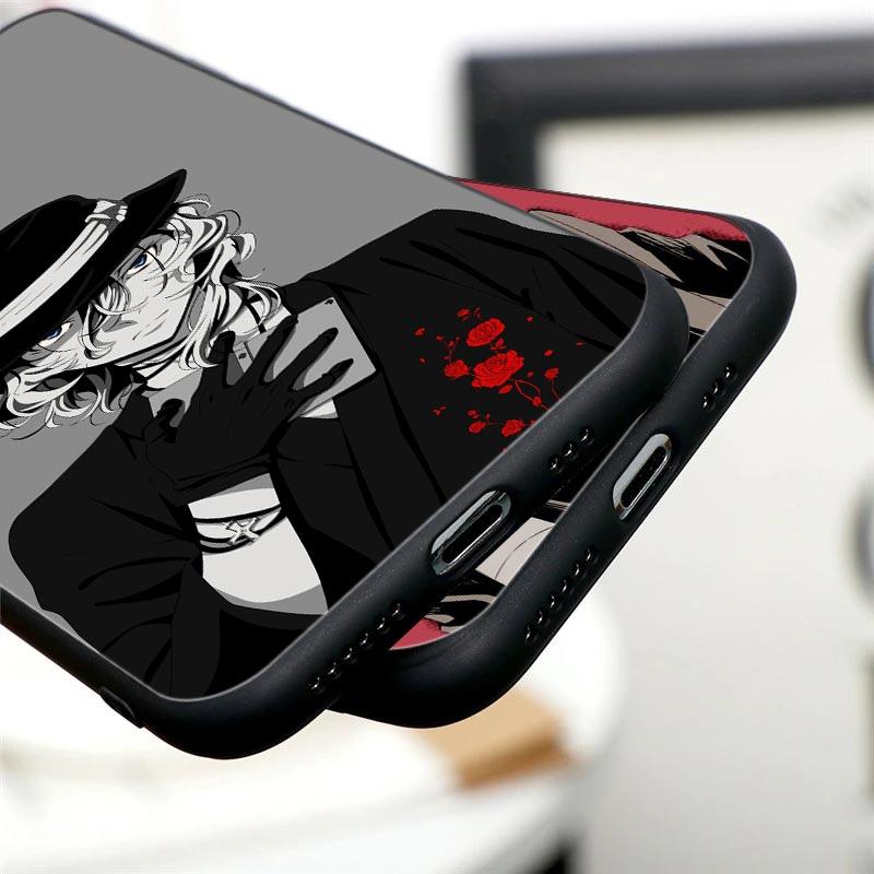 Pouzdro na telefon Cartoon Anime Bungou Stray Dogs Dazai Osamu pro iPhone14 13 12 11 Pro Max 8 7 SE XR XS Plus Černý měkký silikonový kryt