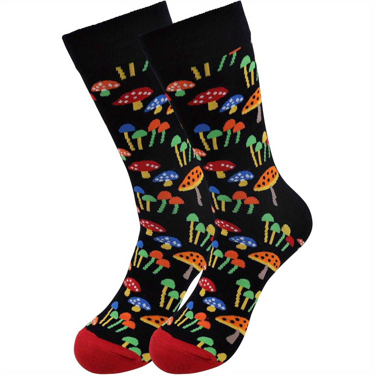 

1 пара носков с грибами, оригинальные и модные элитные мужские носки, подходящие для различных праздничных носочных подарков One Size