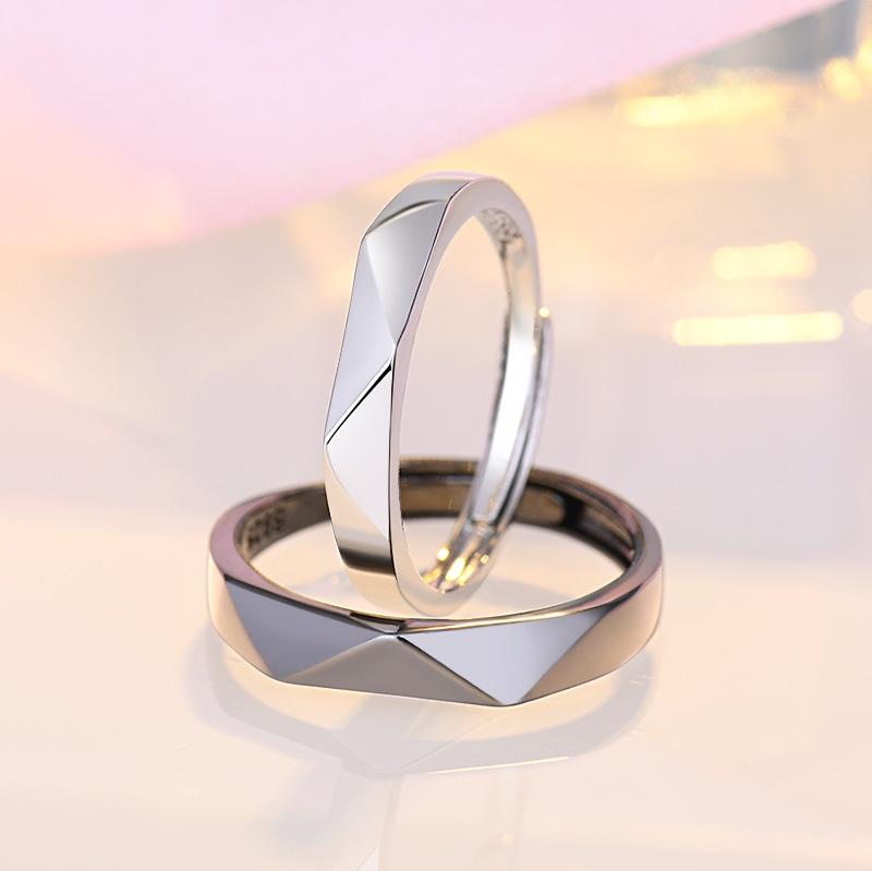 Stylish And Personalized Copper Geometric Rings Adjustable Opening Rings Couple