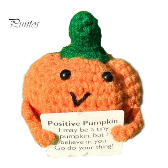 

Вязаная крючком тыква на Хэллоуин, ручная работа, кукла-тыква для эмоциональной поддержки с поощрительной открыткой для украшения дома A