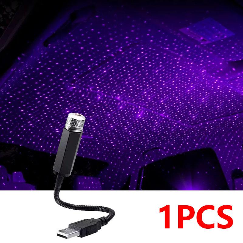 2Pcs Mini LED Car Roof Star Night Lights Interior Ambient Starry Sky Projector Light Auto Roof Room Ceiling USB Atmosphere Lamp