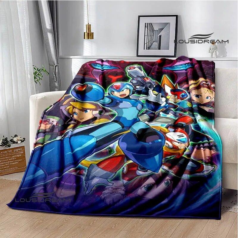 Rockman Game Cartoon Printed Blankets Warm Blanket Soft and Comfortable Home Travel Bed Blanket Picnic Blanket Birthday Gift