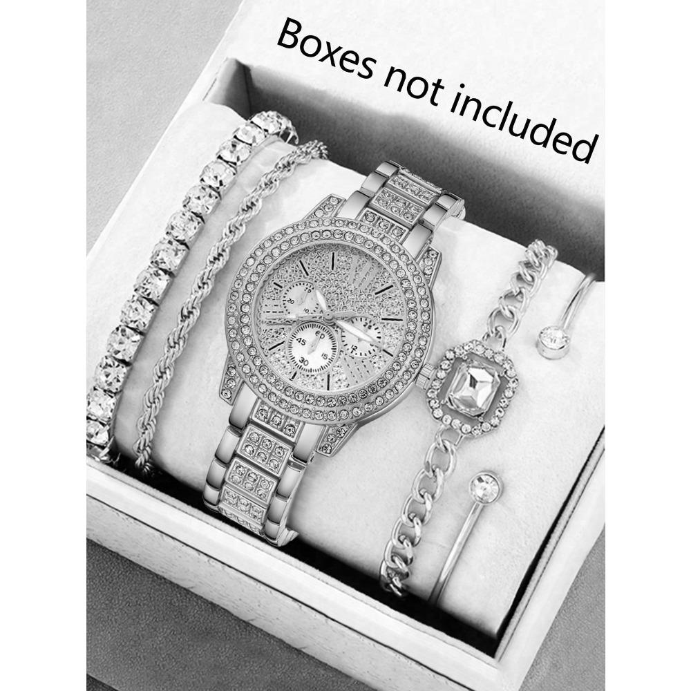 Relógio Facial Romano Pulseira de Aço Inoxidável para Mulheres Conjunto de Acessórios para Relógio de Quartzo Relógio Versátil de Liga para Estudante