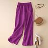 Pantaloni a gamba larga in cotone e lino da donna, versatili, casual, ampi, in lino, a gamba dritta