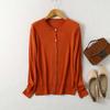 Women's Silk Cashmere Cotton Blend Round Neck Cardigan - Long Sleeve, Loose Knitwear for Spring/Autumn