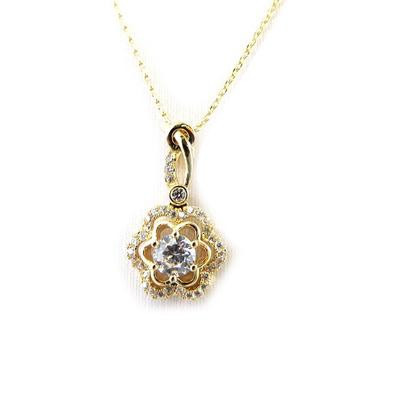 [M8886] - Gold Plated Necklace 'Flora' White Gold - 11 Mm