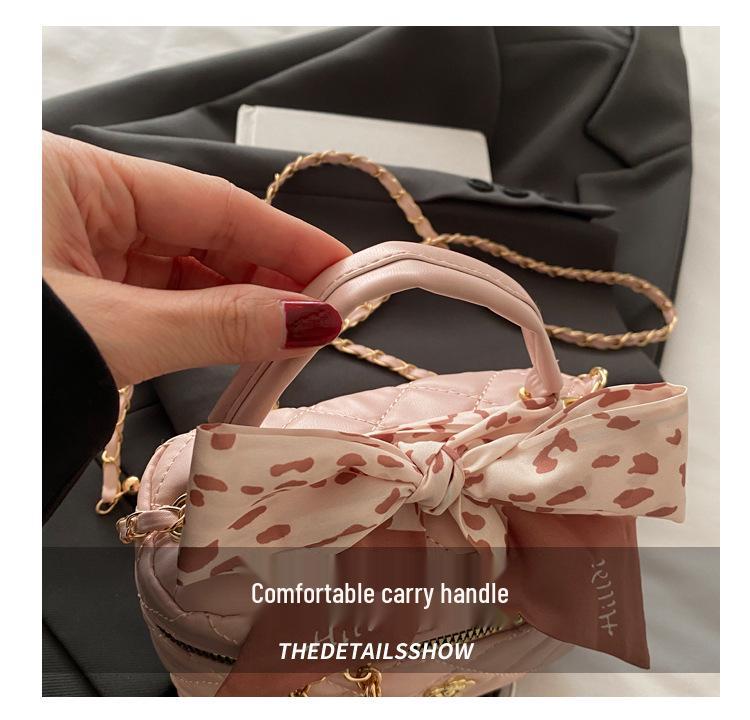 2025 Summer Mini Diamond-Pattern Crossbody Bag with Golden Ball Chain for Women