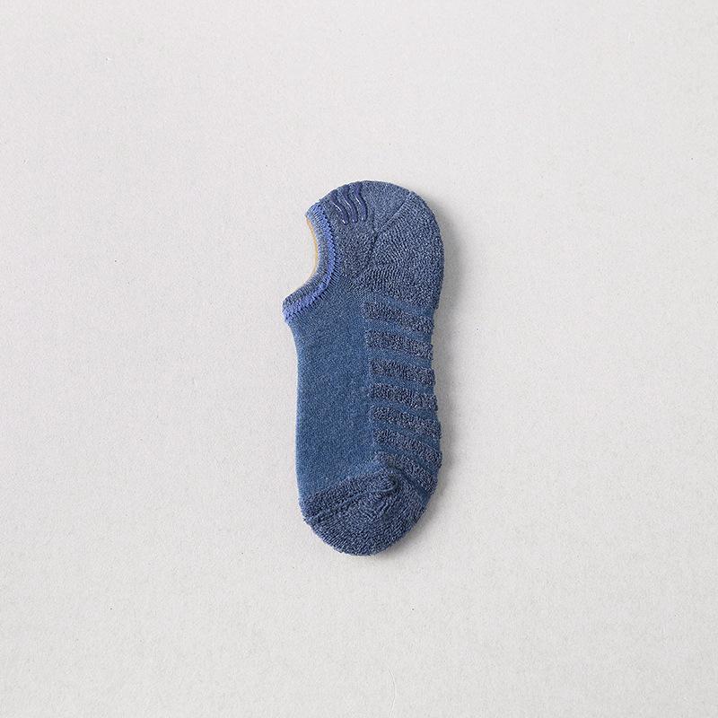 Academy Style Women's Thick Invisible Towel Bottom Socks - Solid Color, Autumn/Winter Warm, Terry Loop, Versatile Boat Socks