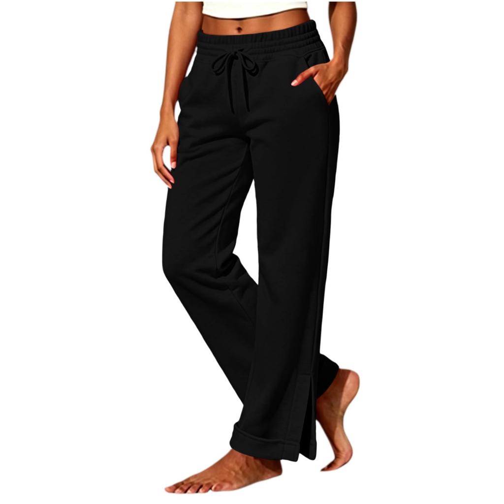 Women's High Waist Casual Pants with Pockets Color Relaxed Fit for Everyday Wear