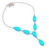 Natural Swiss Blue Topaz Gemstone 925 Sterling Silver Jewelry Necklace 18" y8Z50
