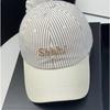 Wide Brim Letter Embroidered Baseball Cap, Cotton Color Block Stripes Hat For Men Women Outdoor Korean Fashion Casual Headwear
