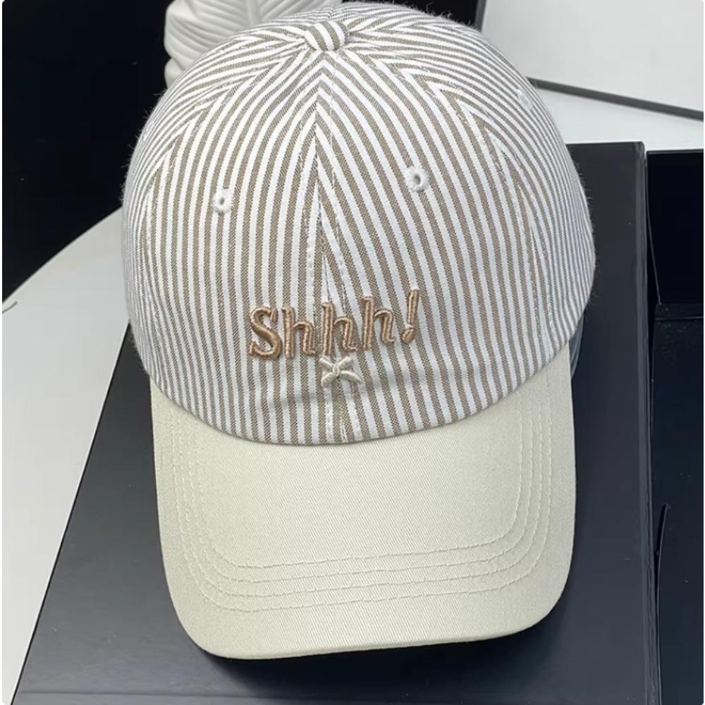 Wide Brim Letter Embroidered Baseball Cap, Cotton Color Block Stripes Hat For Men Women Outdoor Korean Fashion Casual Headwear