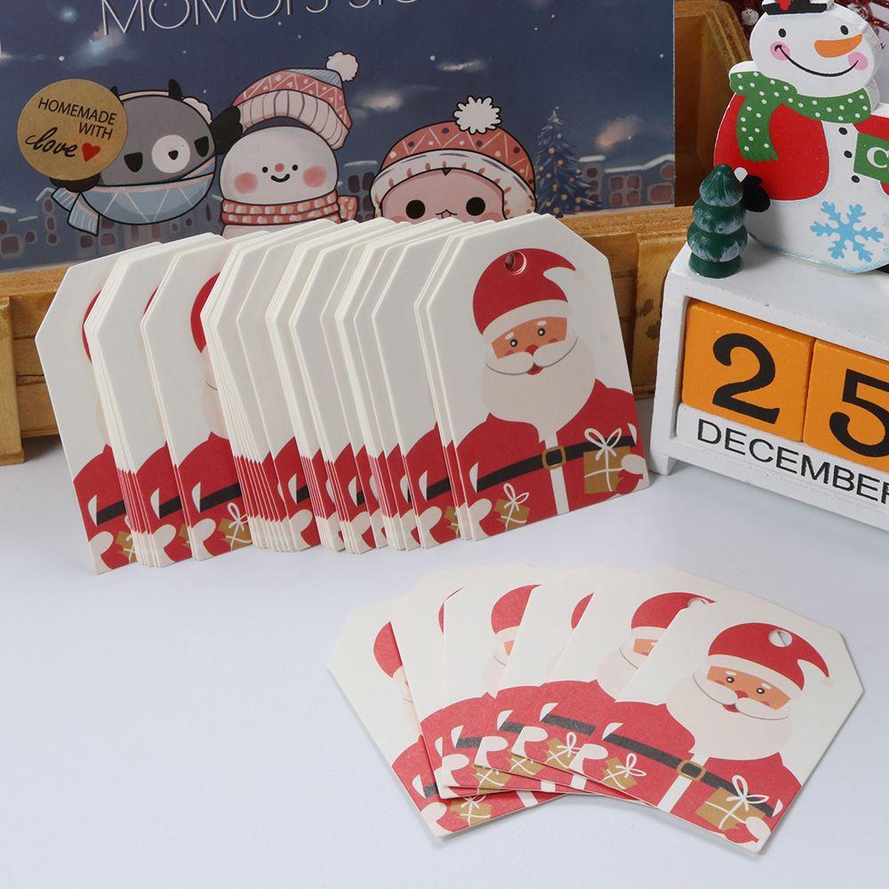 50 Stück Weihnachtsmann-Verpackungsmaterialien Kraftpapier Weihnachtsetiketten Geschenkverpackung Kraft-Anhänger Anhängeetiketten
