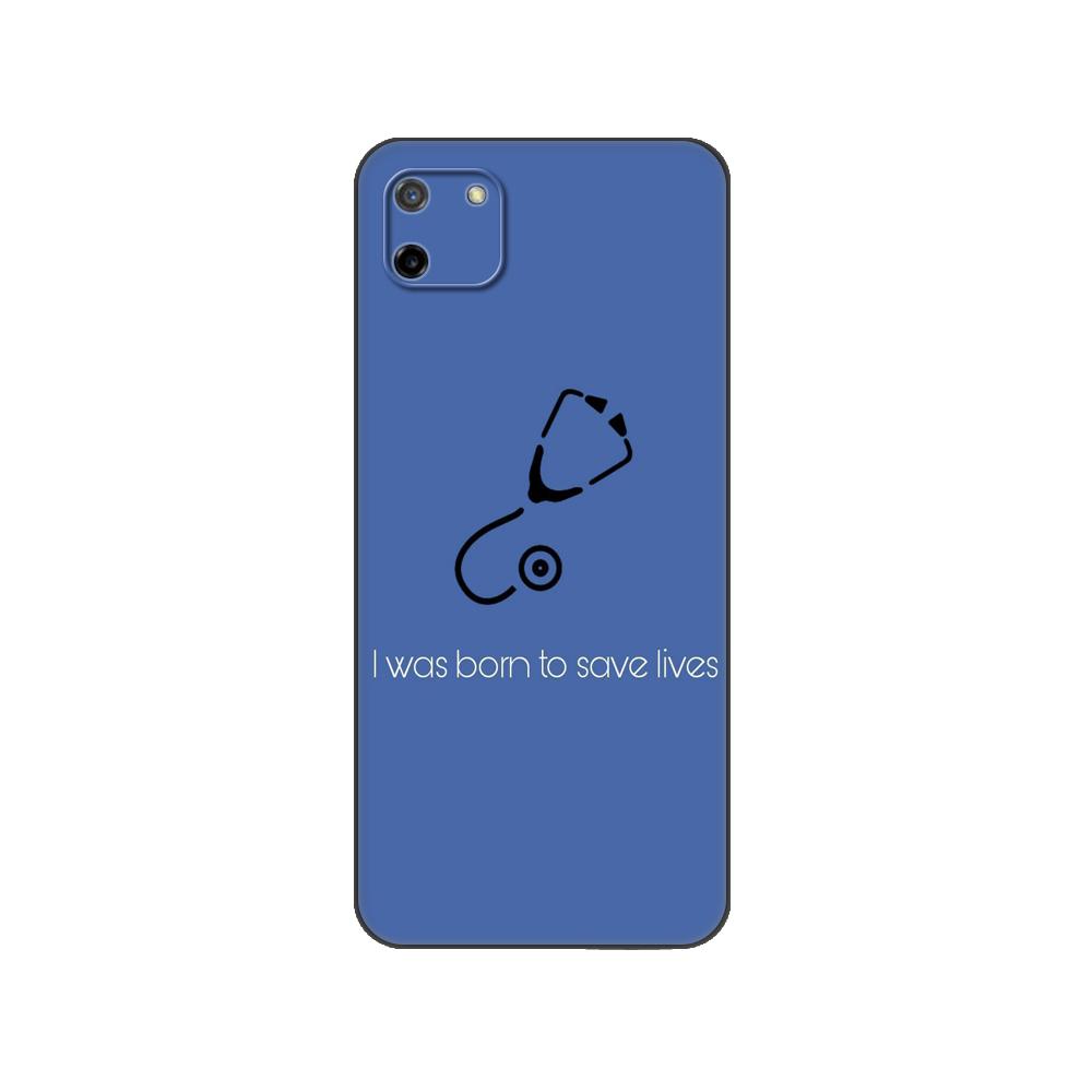 Schwarze TPU-Hülle für OPPO Realme C11 2020 2021 C20 C21 C21Y C25Y Rückseite Krankenschwester Medizinisch Medizin