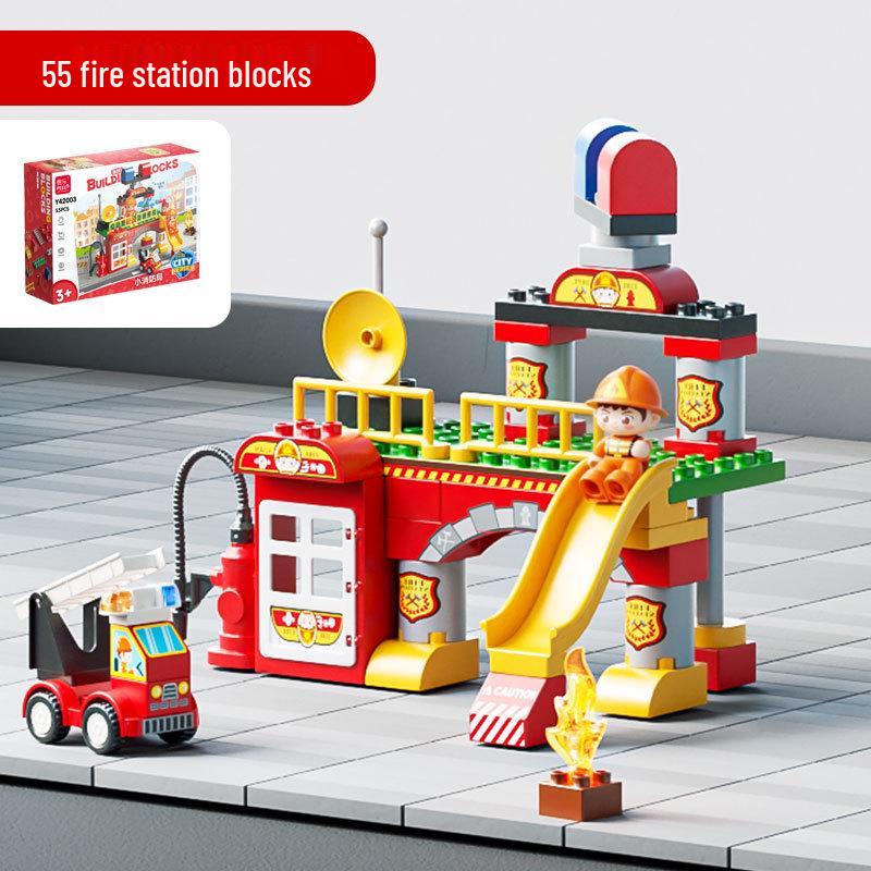 Feile Interlocking City Block Set: Police & Fire Station Educational Toy