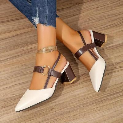 Sandali Moda da Donna con Punta a Punta Baotou Tacco Grosso Tacco Medio Scarpe Versatili
