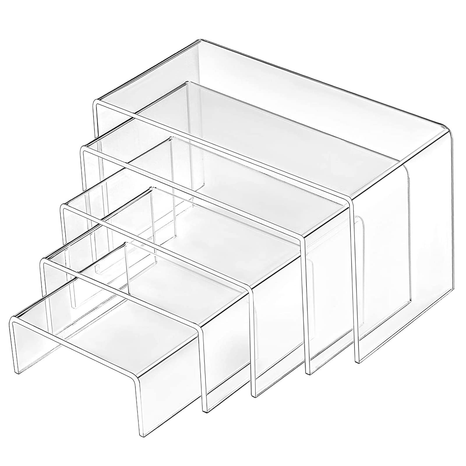 

Acrylic Display Stand Set of 5 - Clear Acrylic Stage Figure Holder & Jewelry Organizer Display Case
