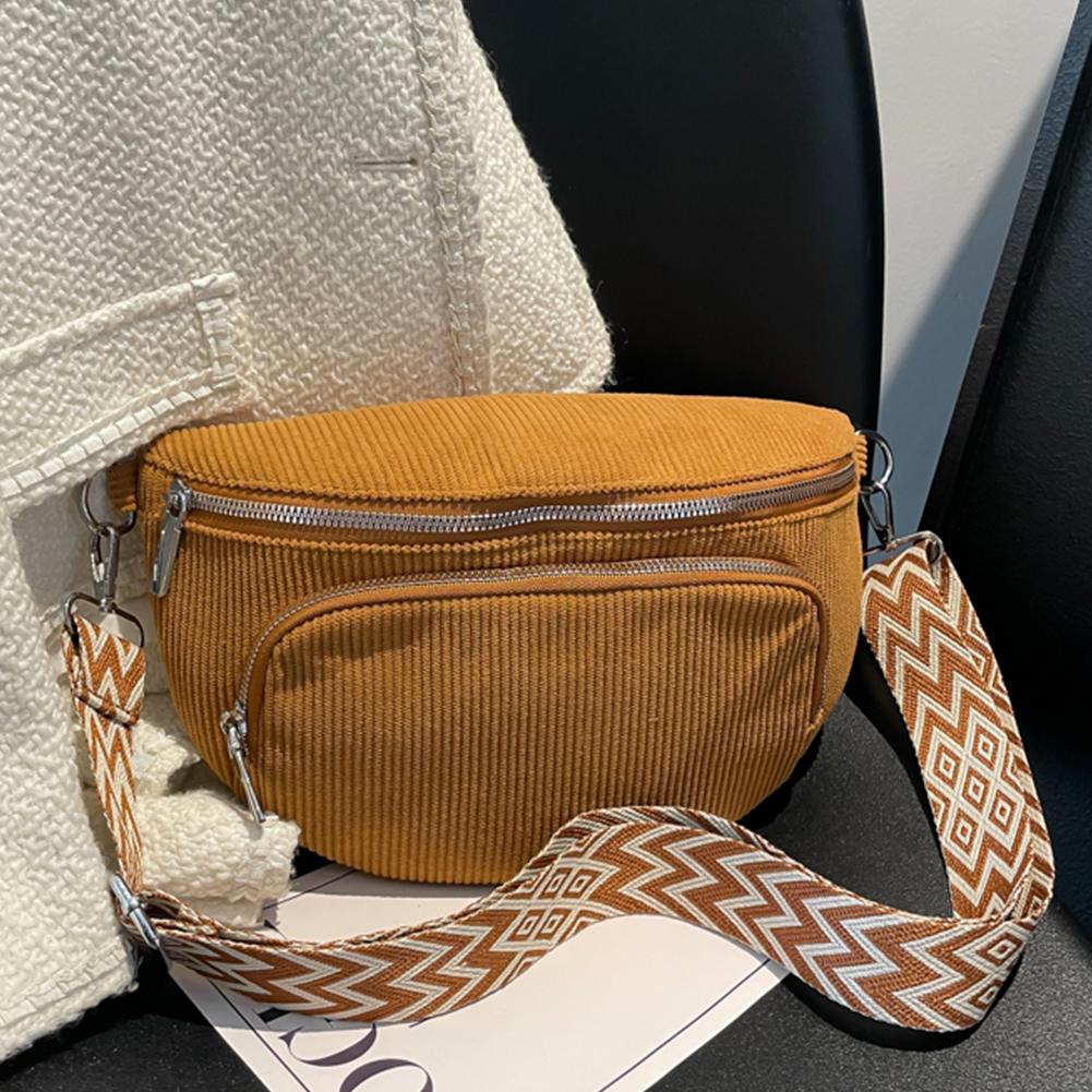 Chest Bags Corduroy Banana Bag for Women's Sling Crossbody Waist Pack Vintage Running Shoulder Bags Casual Fanny Packs Belt Bags