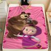 Masha and the Bear Print Blanket Warm Comfortable Flannel Blanket Suitable for Bedrooms,Sofas,Beds,Chairs, Picnics, Travel