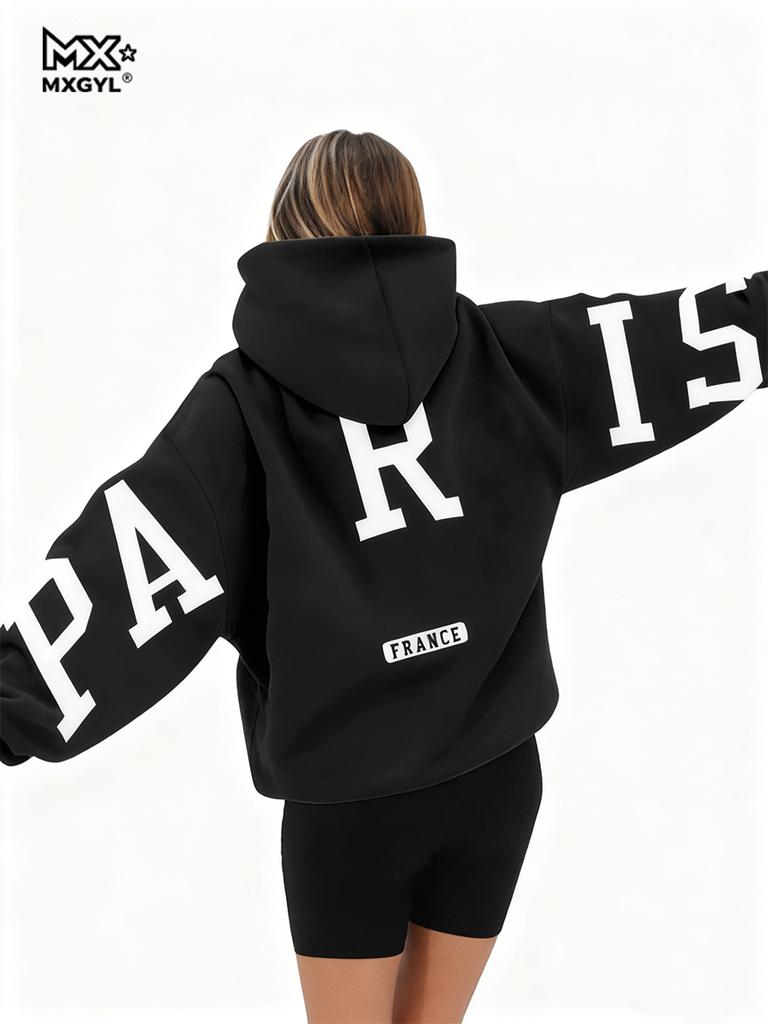 European And American Loose Casual Pullover Hoodie Sweatshirt Coat Printed Letter Pattern High Street Hip-Hop Trendy Men Women