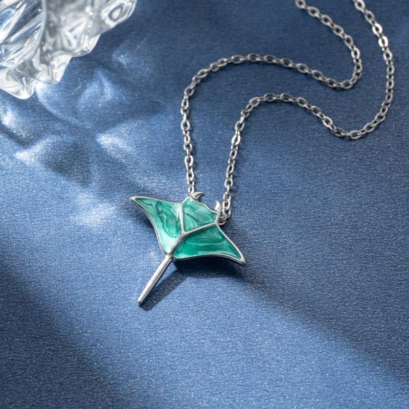 Oceanic Manta Ray Design Alloy Necklace Adjustable 45cm Beach Party Jewelry For Fashion Lovers