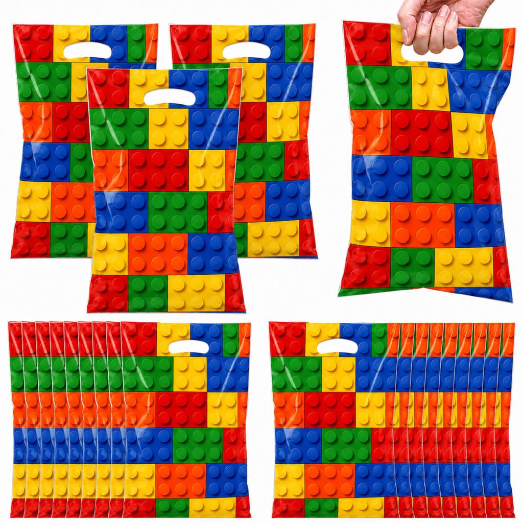 Kids Blocks Theme Birthday Party Gift Bags Favor Bags Decorations Supplies for Building Block Themed Events Pack